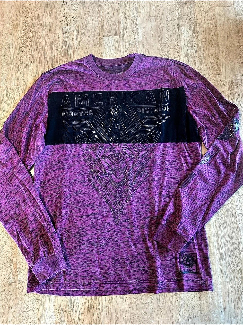 American Fighter Color Block Graphic Long Sleeve Purple & Black